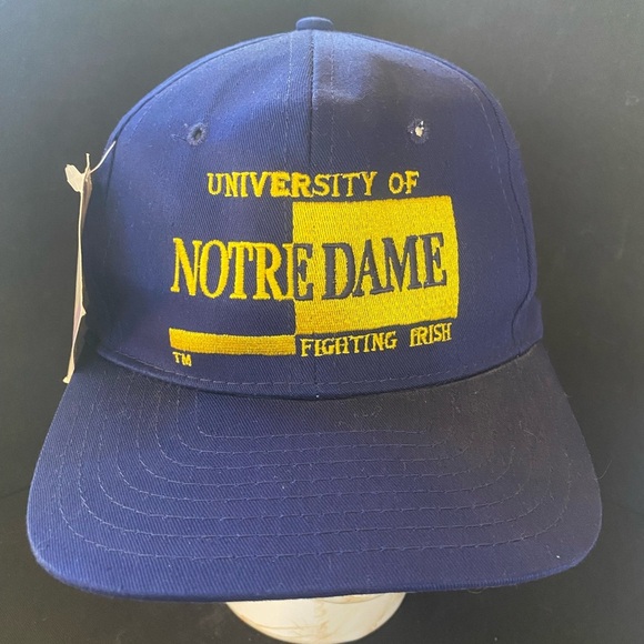 Vintage NWT Deadstock University of Notre Dame Blue Yellow Signature 80s 90s Hat - Picture 1 of 6